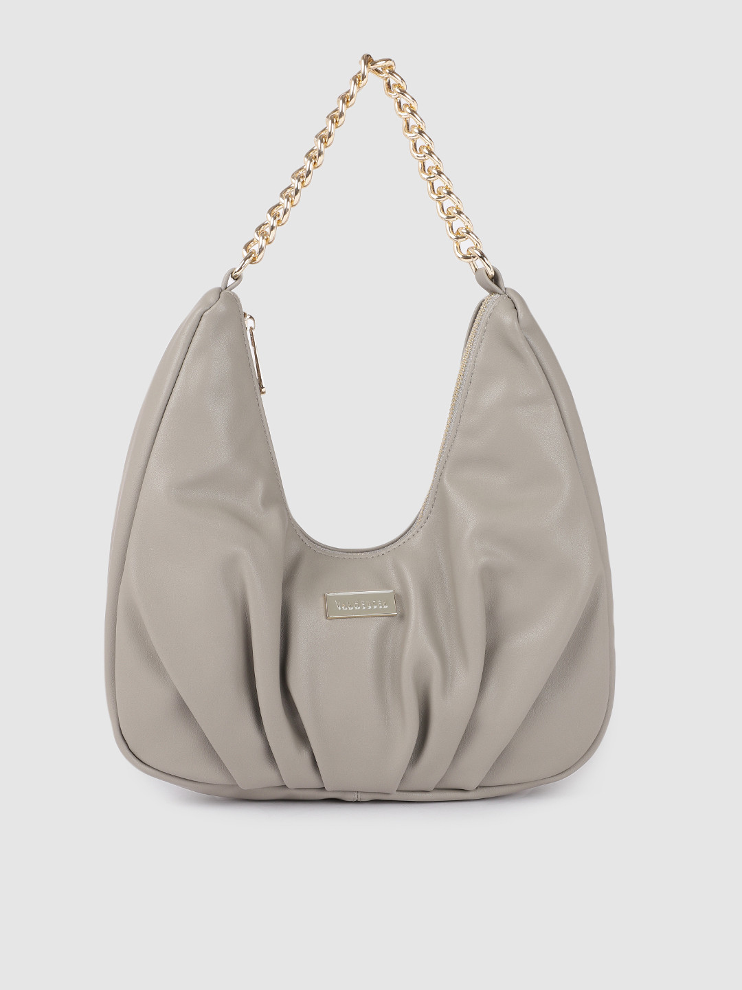 

Van Heusen Grey Solid Structured Hobo Bag