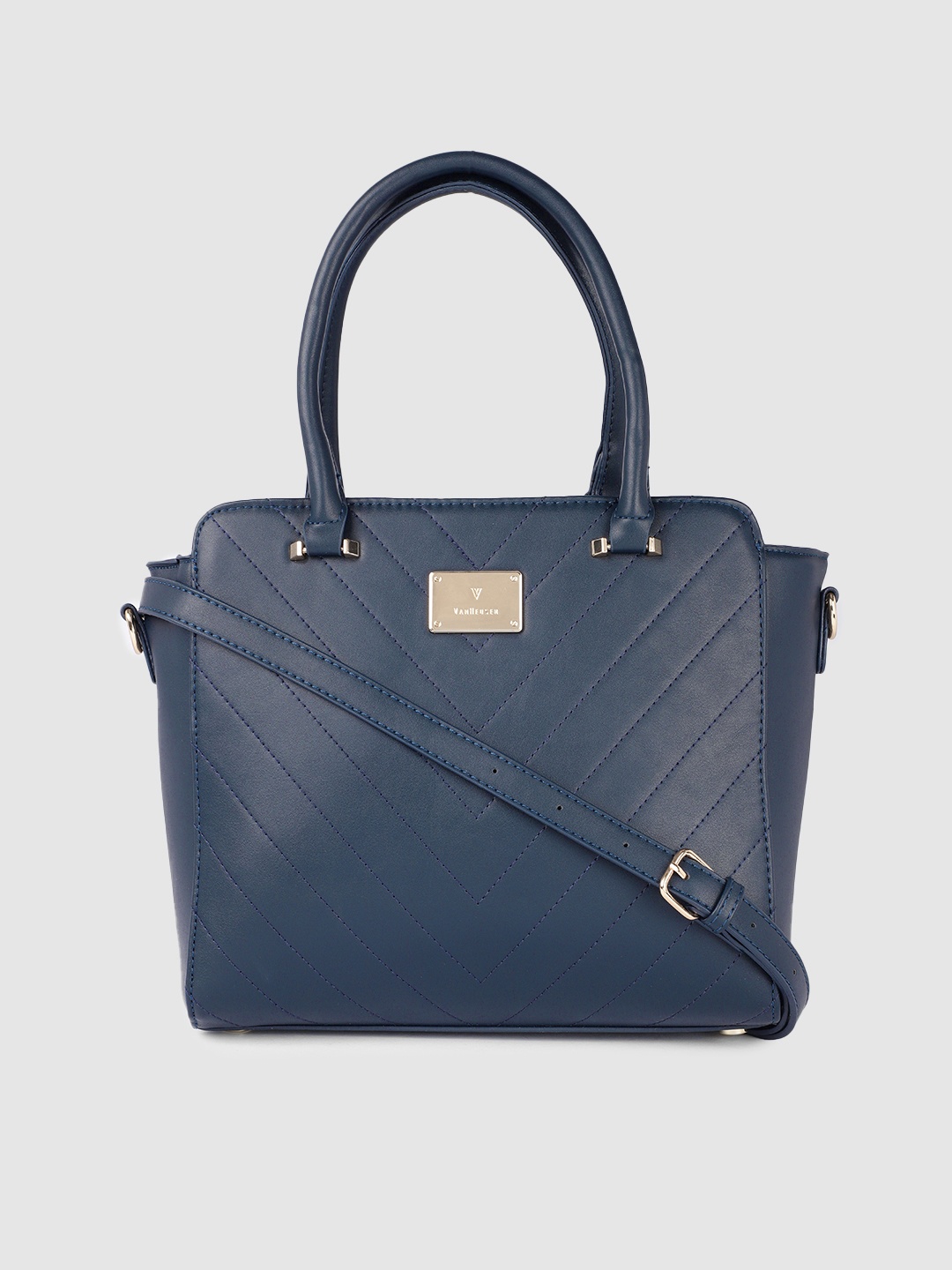 

Van Heusen Navy Blue Solid Swagger Handheld Bag