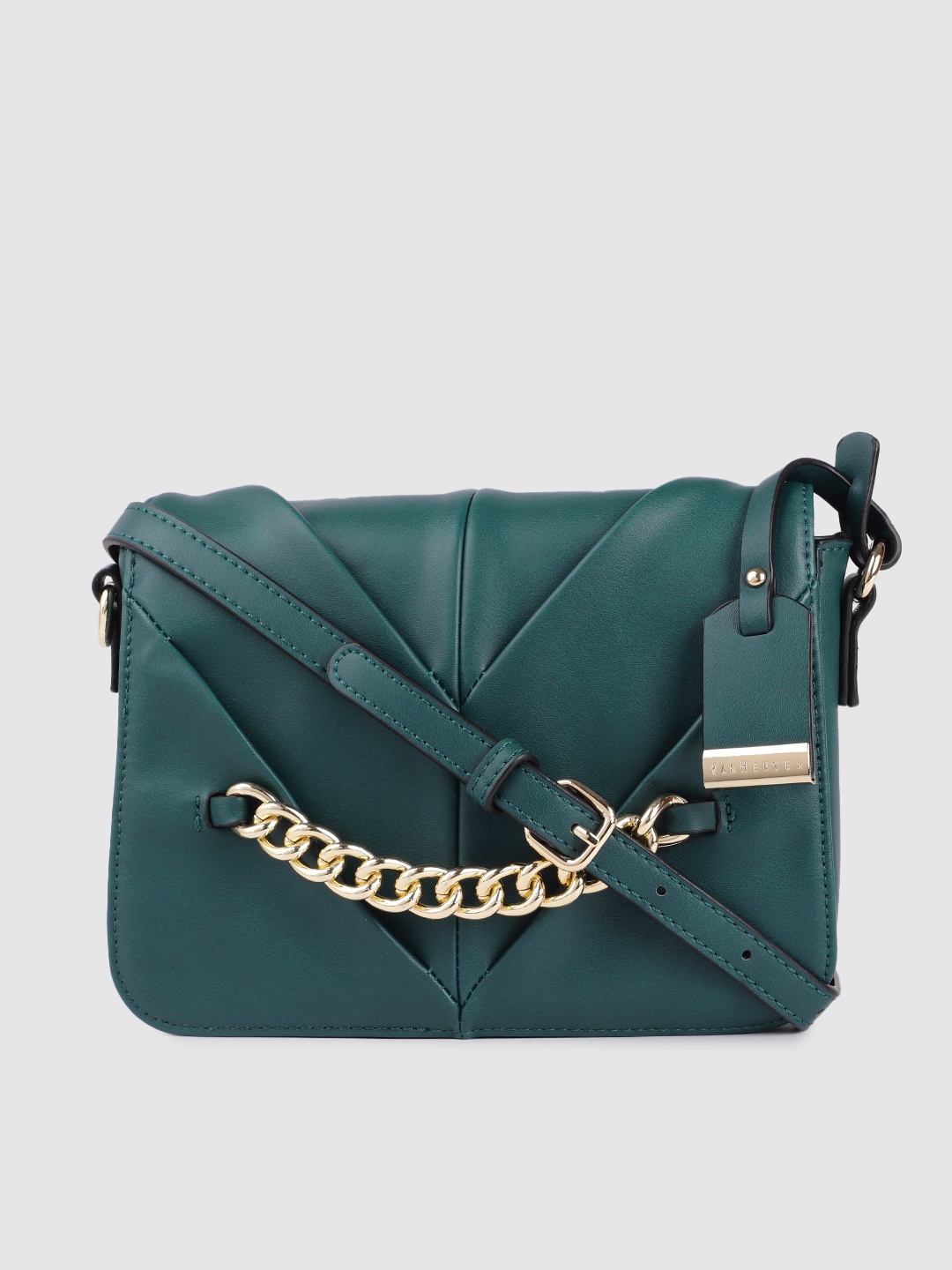 

Van Heusen Teal Blue Solid Structured Sling Bag
