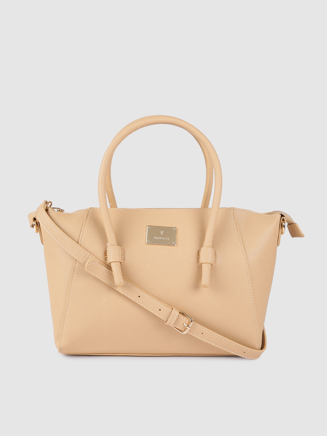 

Van Heusen Cream-Coloured Solid Handheld Bag