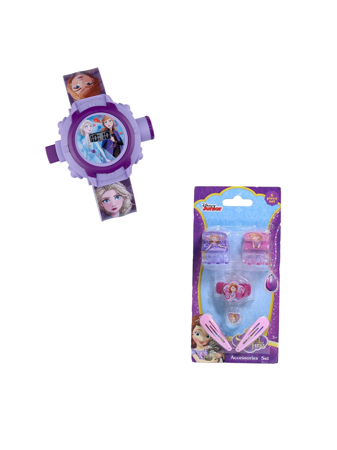 

Disney Princess Basic Digital Watch and Hair Accessories Combo, Lavender