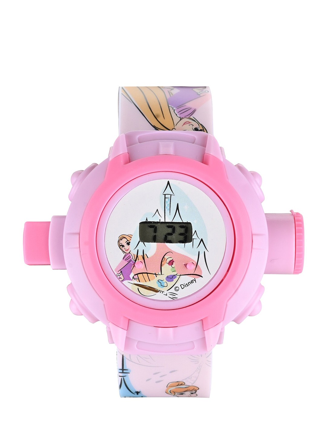 Disney Girls Frozen Printed Dial & Straps Projector watch with Hair Accessories, Pink