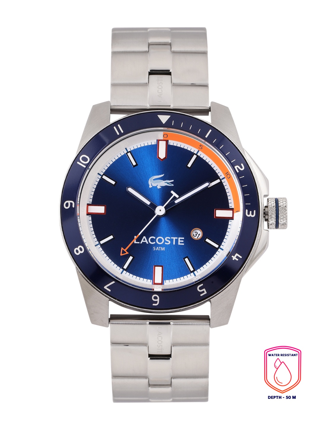 

Lacoste Men Durban Blue Dial & Silver Toned Straps Analogue Watch 2010701, Navy blue