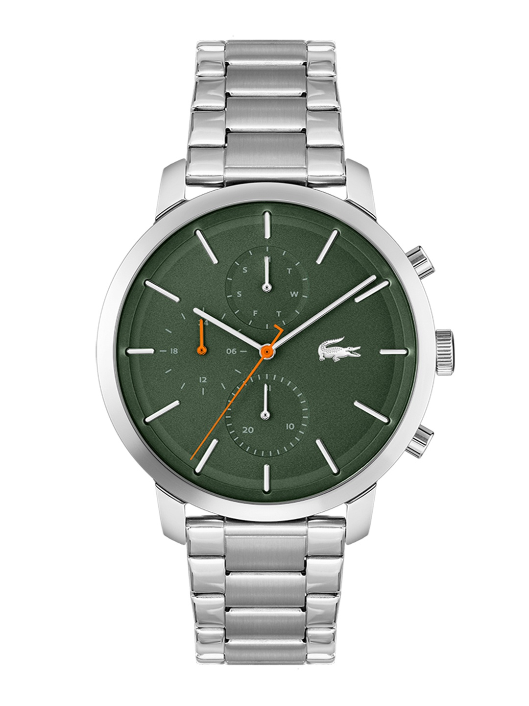 

Lacoste Men Replay Green Dial & Silver Toned Bracelet Style Straps Analogue Watch 2011178, Olive