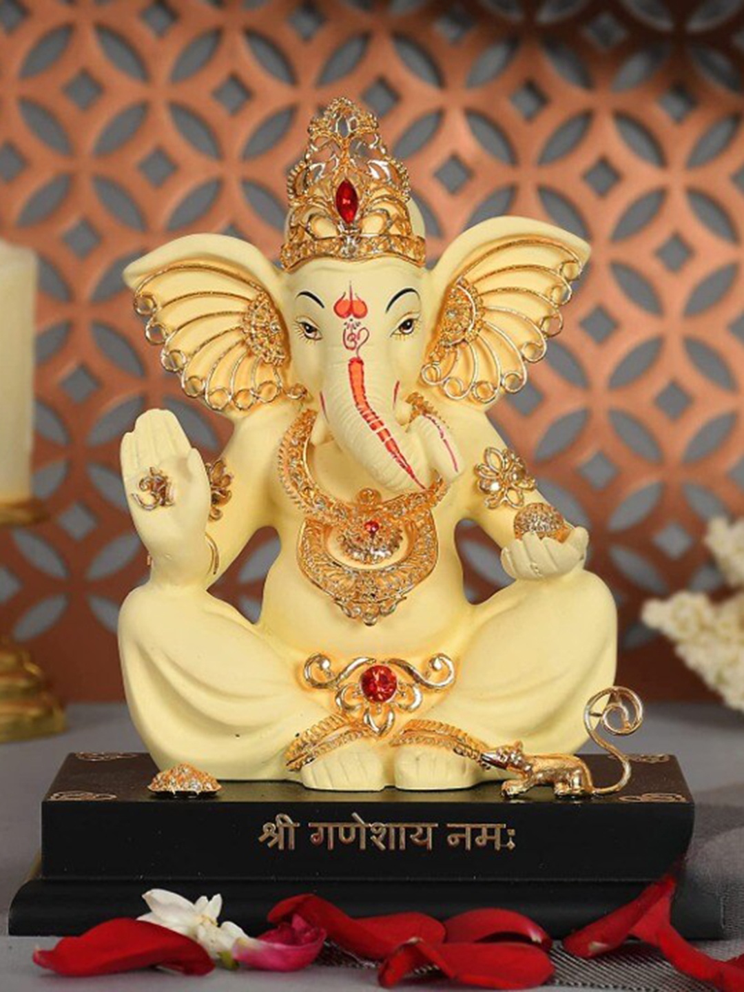 

Perpetual Beige Gold-Plated Ganesha Idol Showpiece
