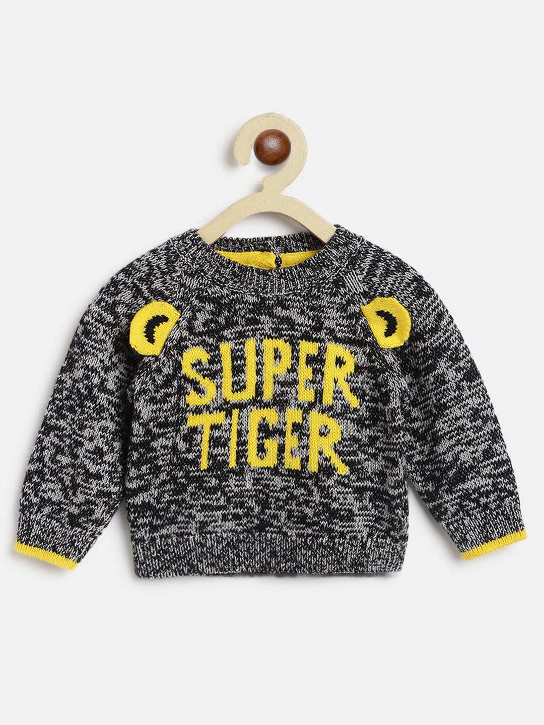 

Chicco Boys Grey & Yellow Typography Printed Pullover