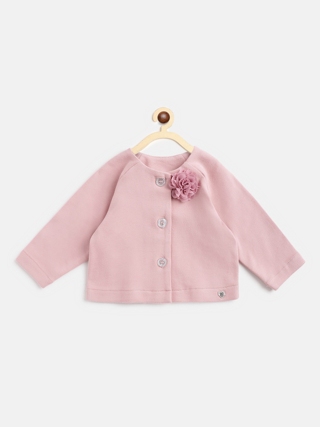 

Chicco Girls Pink Solid Cardigan With Applique Detail