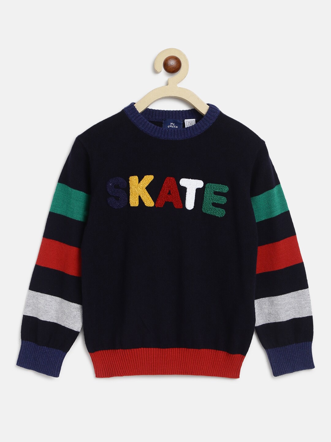 

Chicco Boys Navy Blue And Red Typography Print Pullover Cotton Sweater