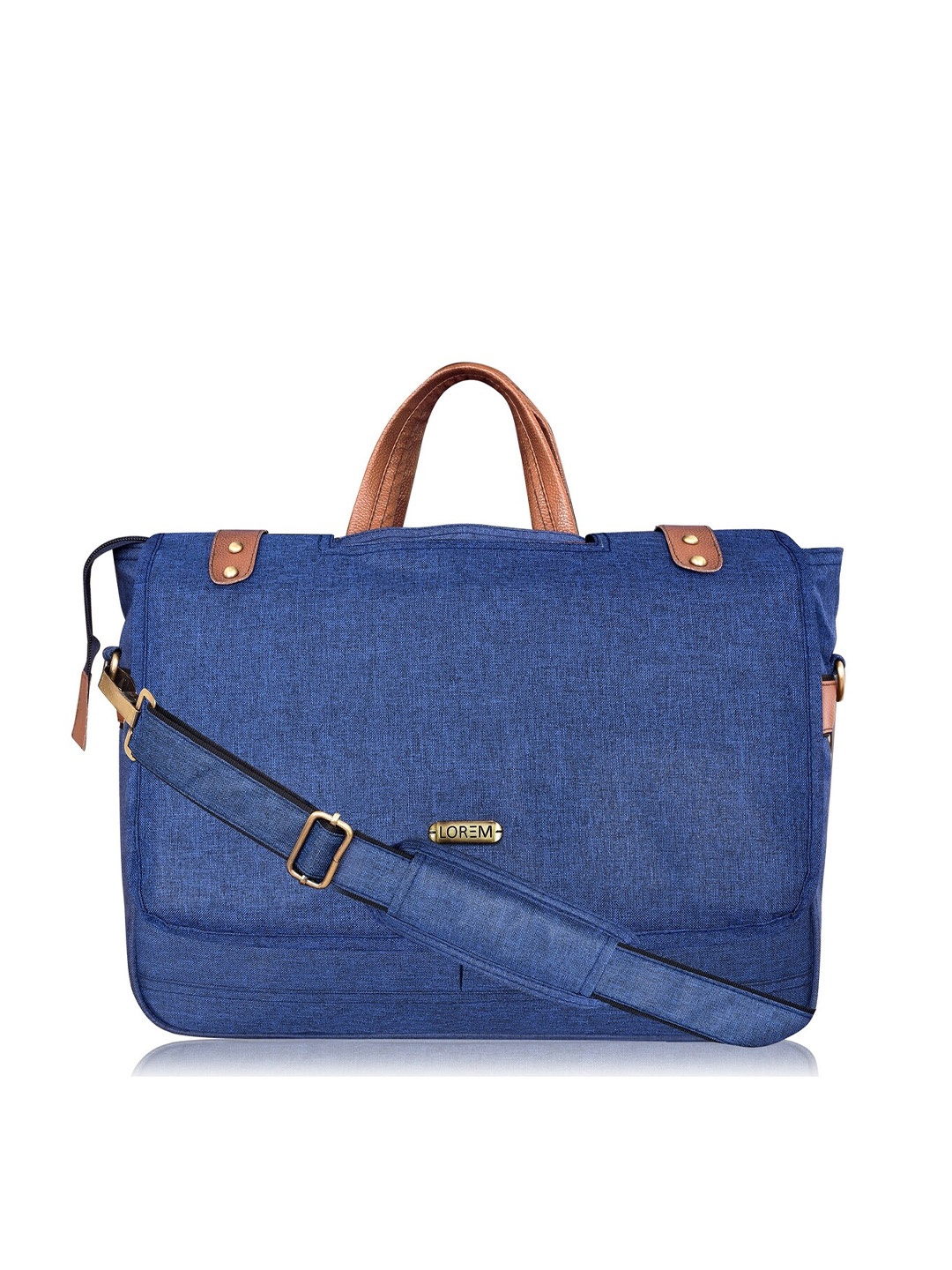 

LOREM Men Blue & Brown Textured Laptop Bag