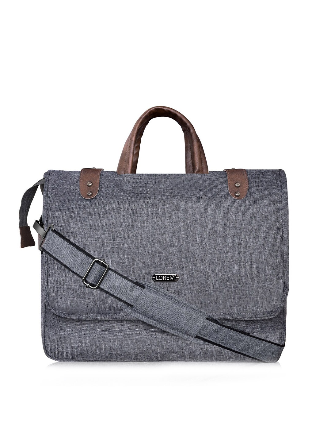 

LOREM Men Grey & Silver-Toned Textured Laptop Bag