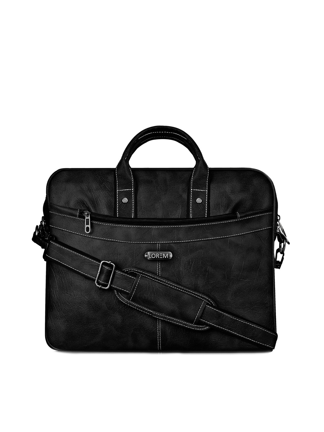 

LOREM Unisex Black Textured Laptop Bag