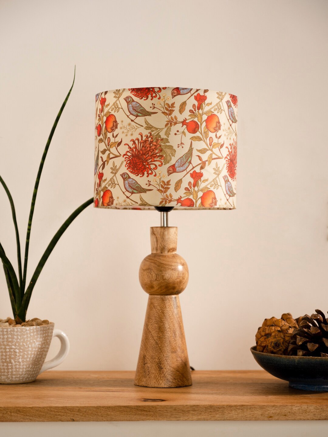 

green girgit Orange Printed Wooden Table Lamp