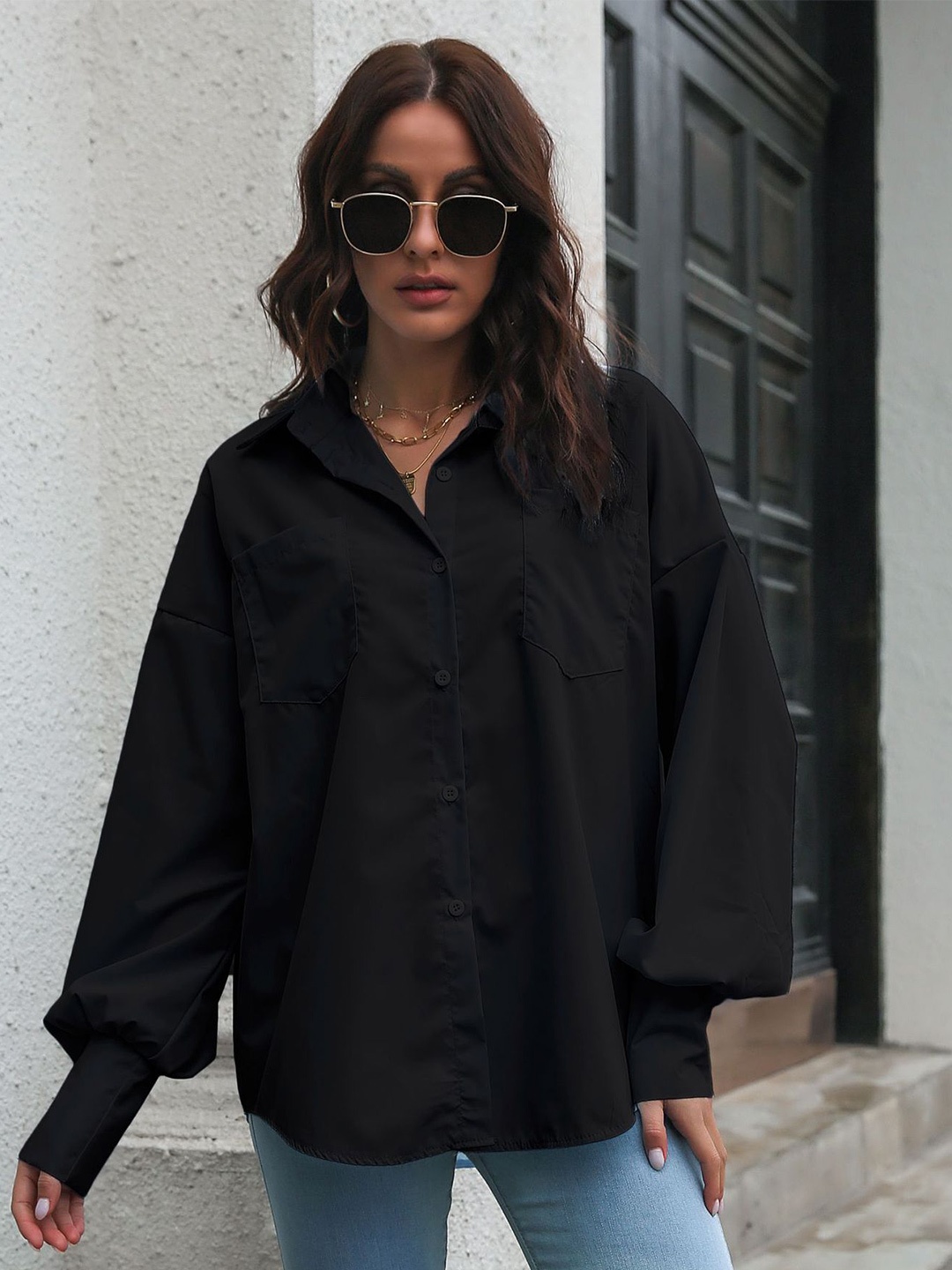 

StyleCast Women Black Shirt Style Top