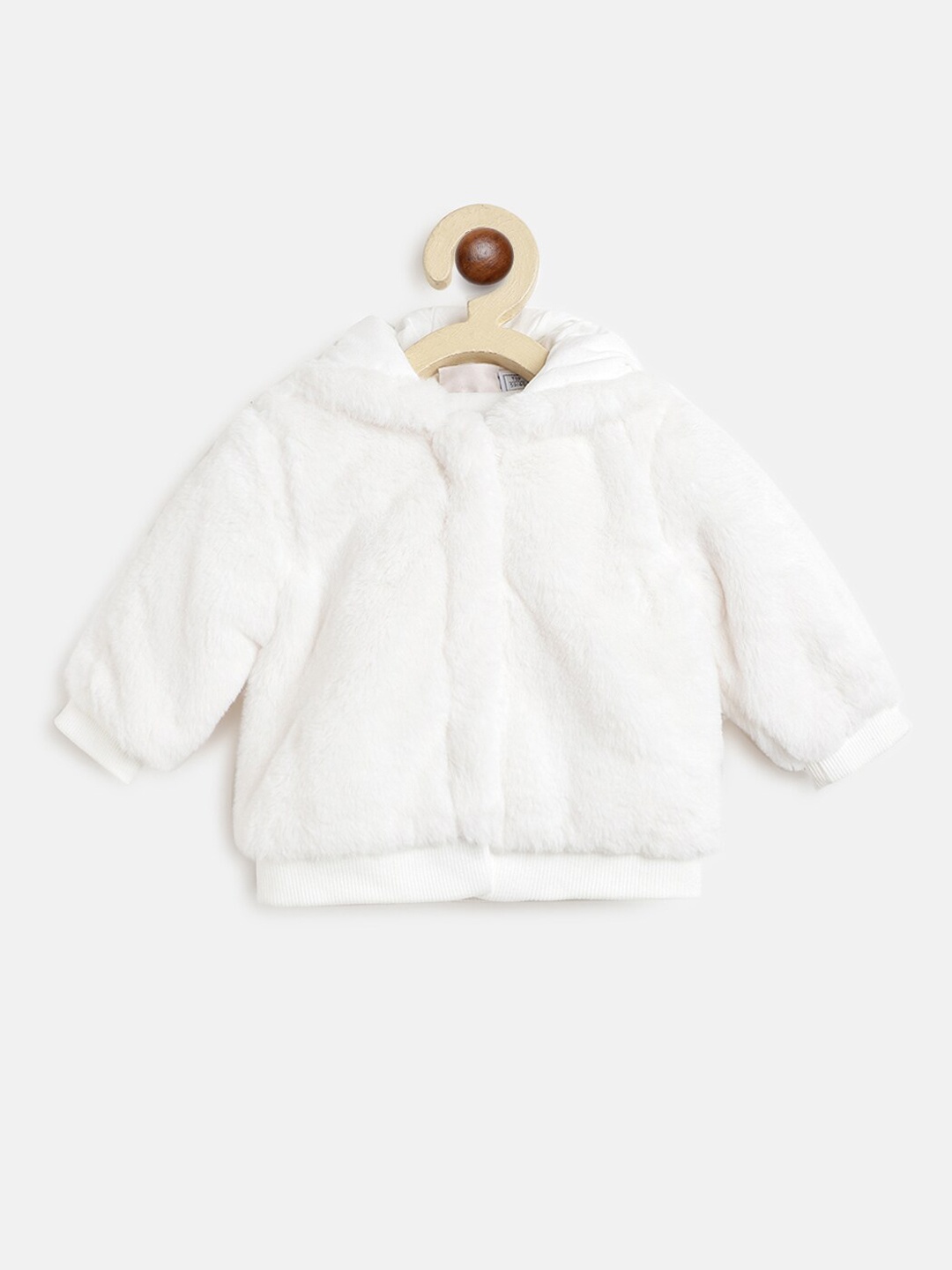 

Chicco Girls White Solid Cotton Hooded Jacket