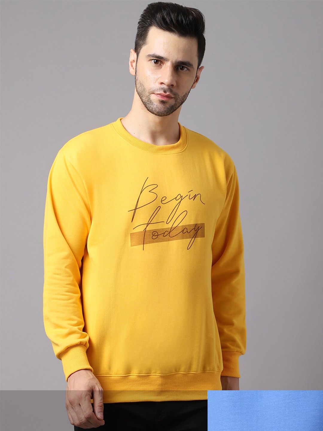 

VIMAL JONNEY Men Pack Of 2 Yellow And Blue Typography Printed Pullover Sweatshirt