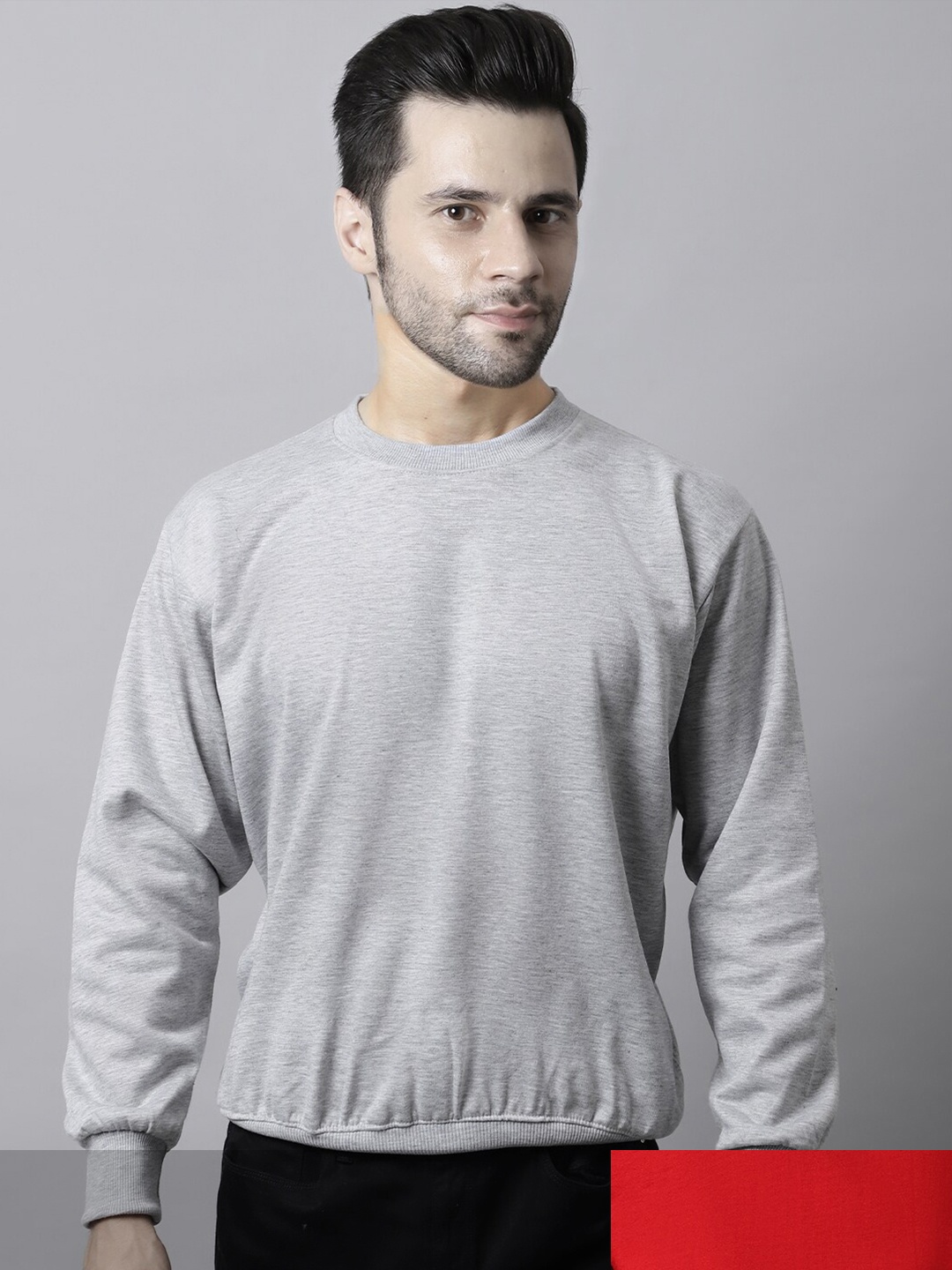 

MACK JONNEY Men Pack of 2 Red & Grey Solid Fleece Sweatshirt