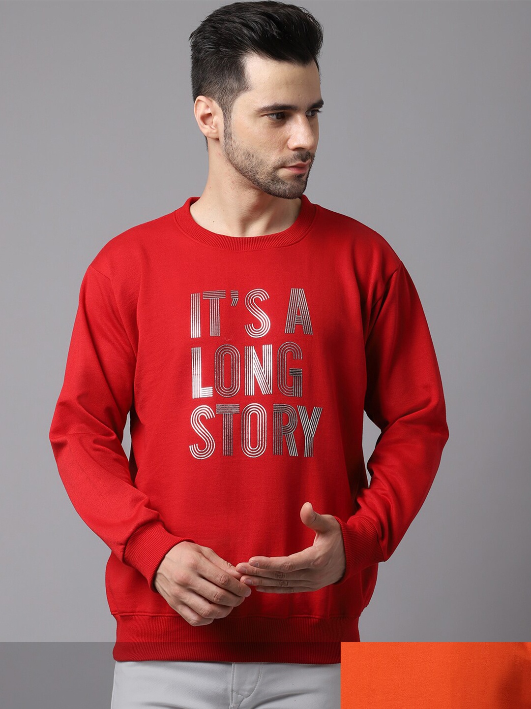 

VIMAL JONNEY Men Pack of 2 Maroon & Orange Sweatshirt