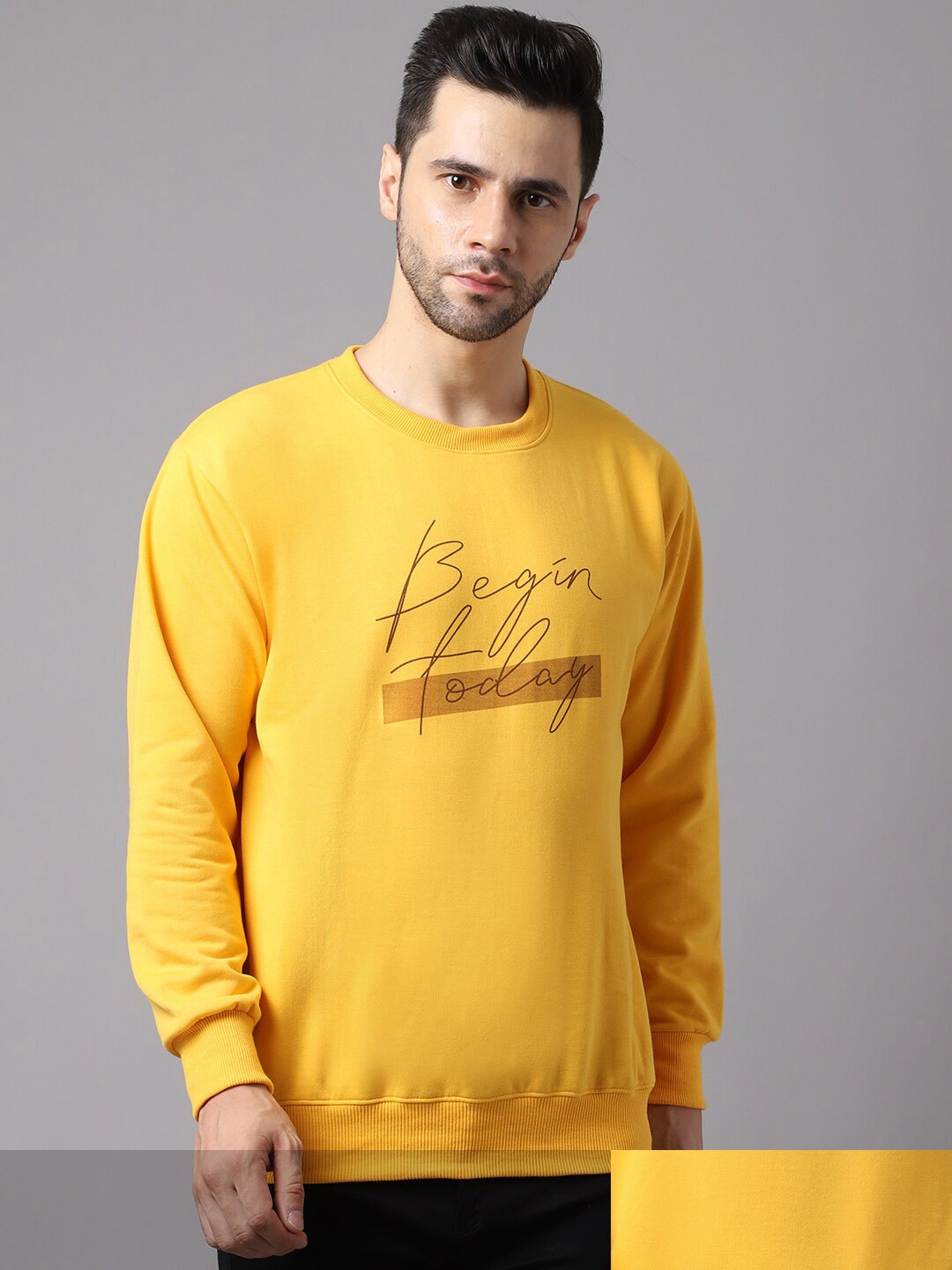 

MACK JONNEY Men Yellow Printed Pull Over Sweatshirt