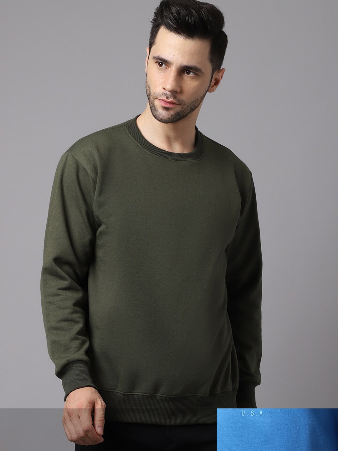 

VIMAL JONNEY Men Olive Green Pack Of 2 Sweatshirt