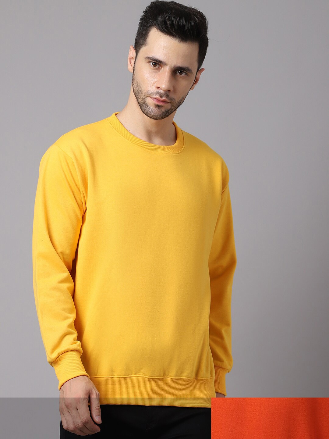 

VIMAL JONNEY Men Mustard Pack Of 2 Sweatshirt