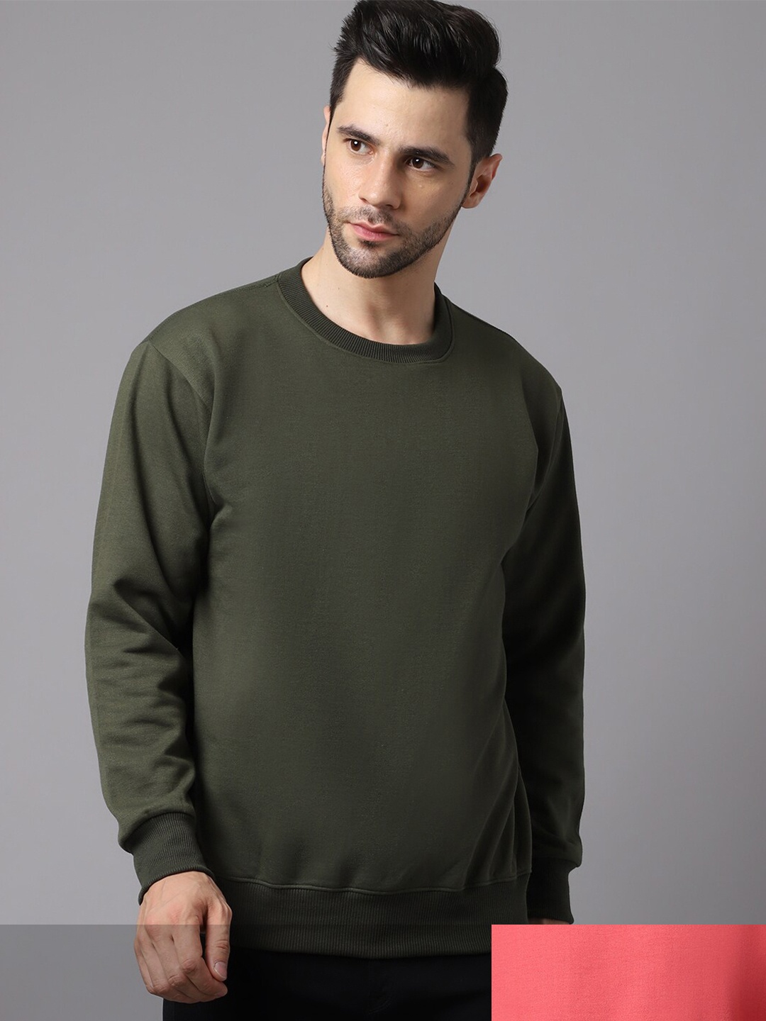 

VIMAL JONNEY Men Olive Green Pack Of 2 Sweatshirt