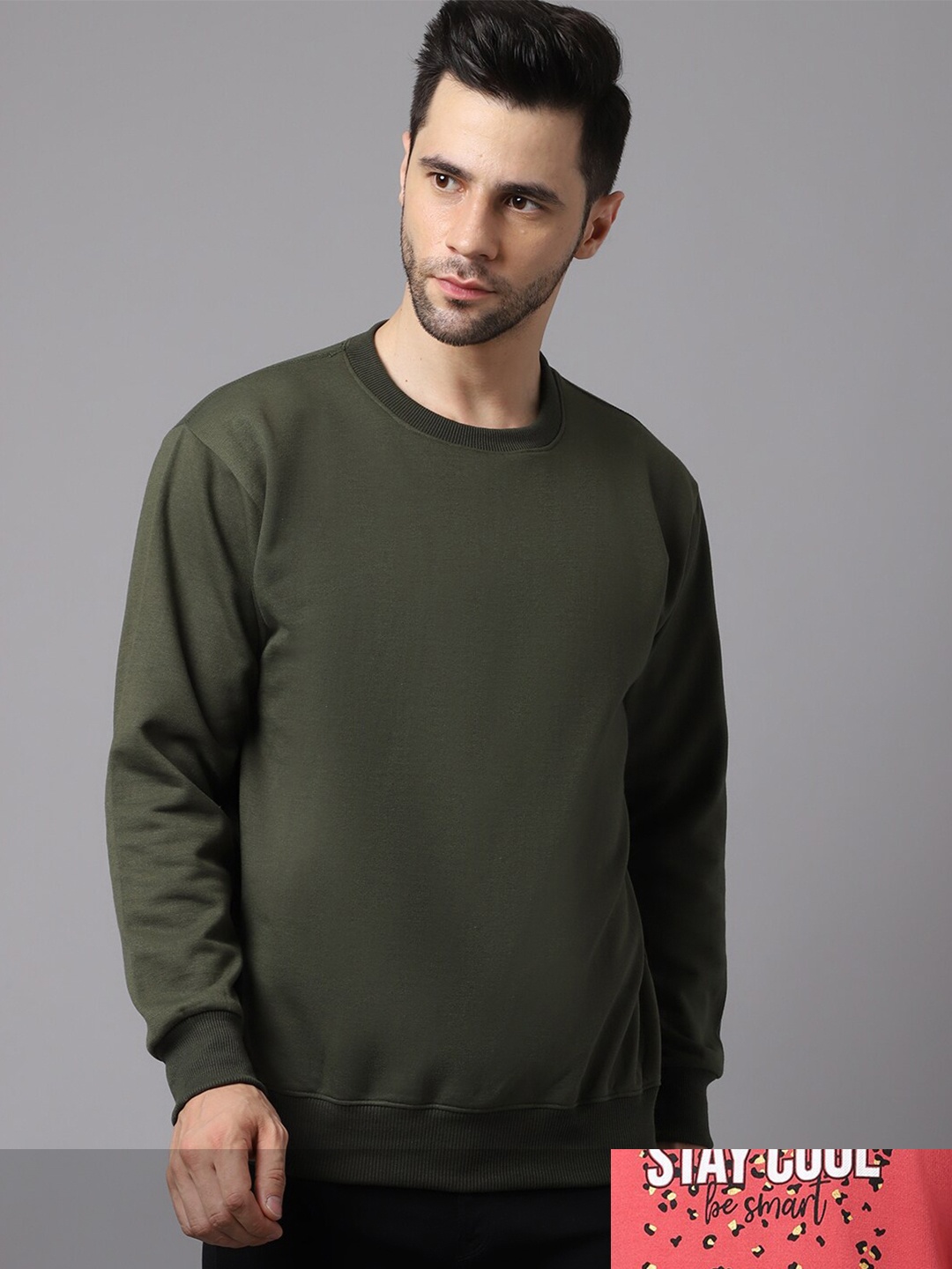 

MACK JONNEY Men Pack Of 2 Olive Green & Red Sweatshirt