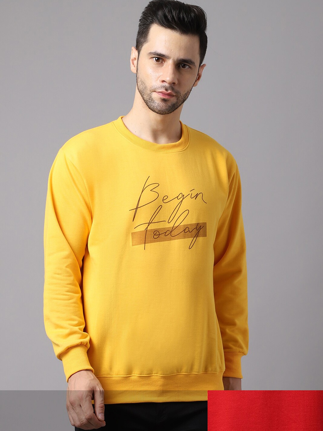 

VIMAL JONNEY Men Pack of 2 Printed Sweatshirts, Yellow