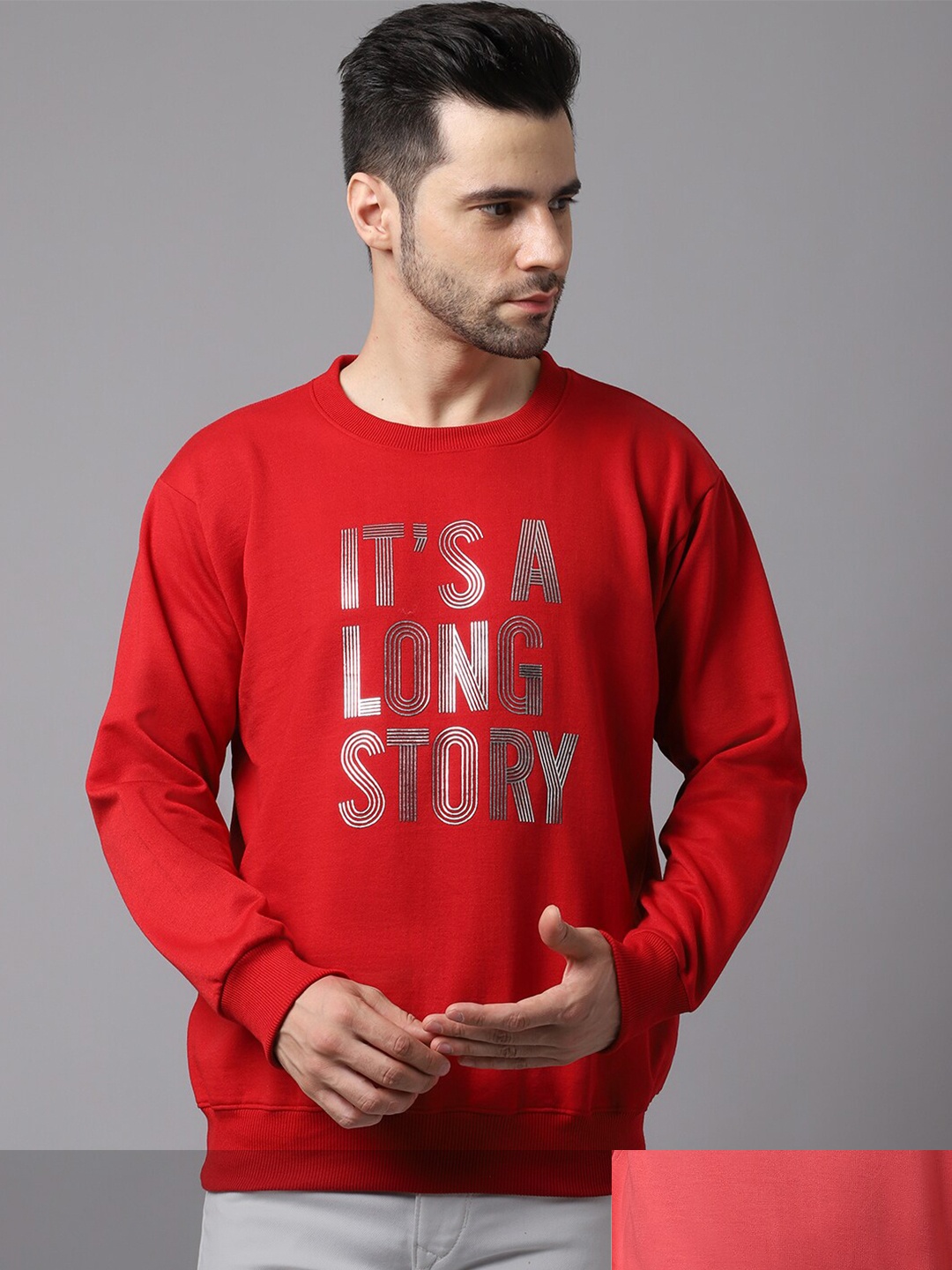 

VIMAL JONNEY Men Red Printed Round Neck Sweatshirt