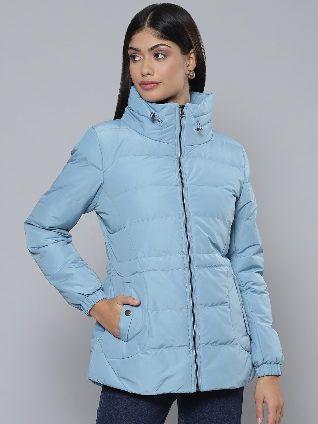 

Fort Collins Women Blue Solid Longline Padded Jacket