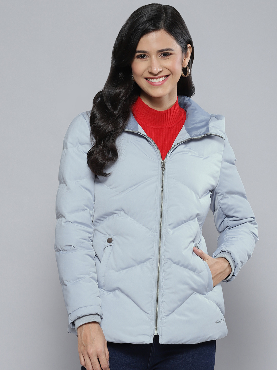 

Fort Collins Women Blue Solid Hooded Padded Jacket