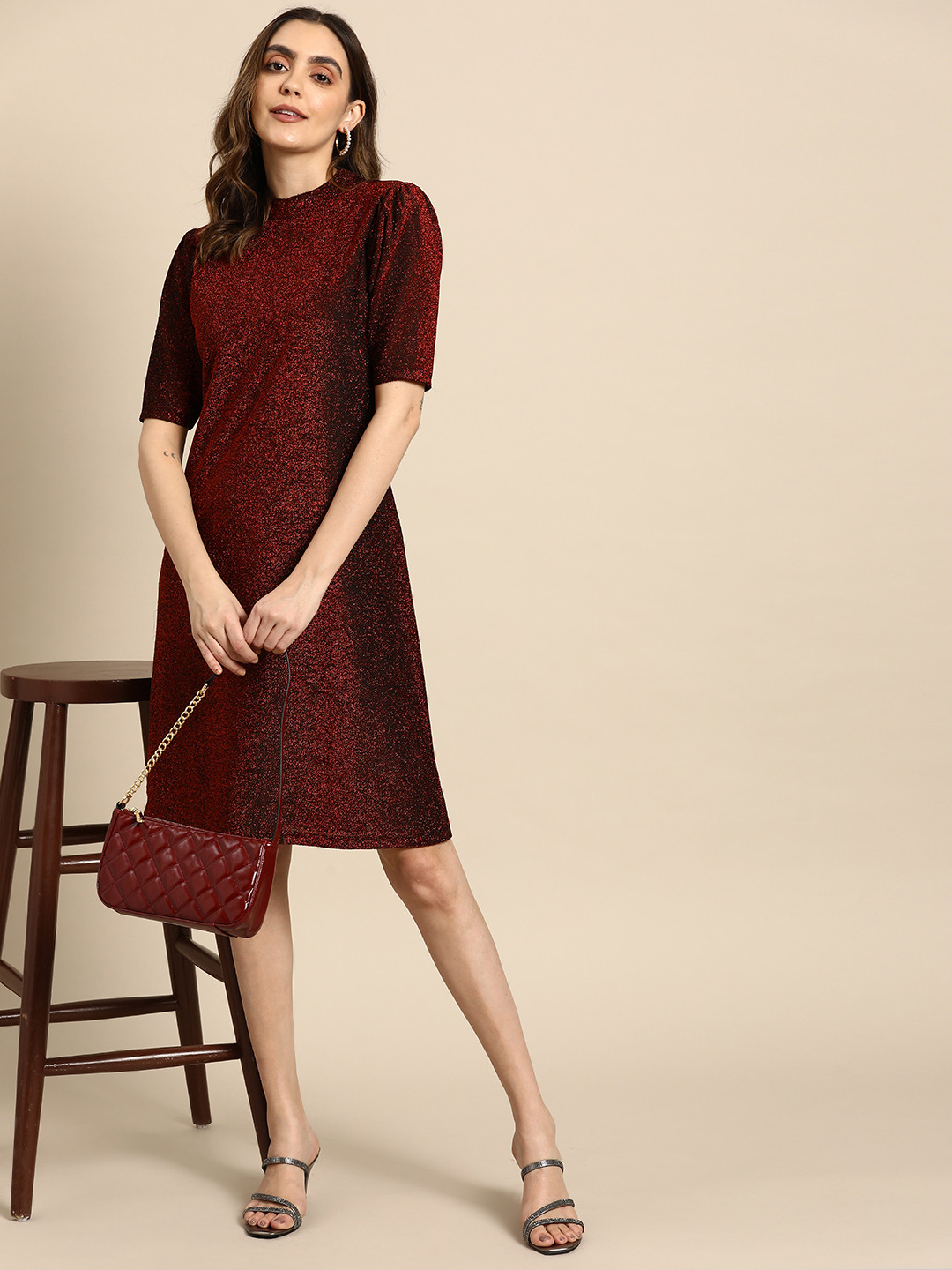 

all about you Bling & Sparkly A-Line Dress, Maroon