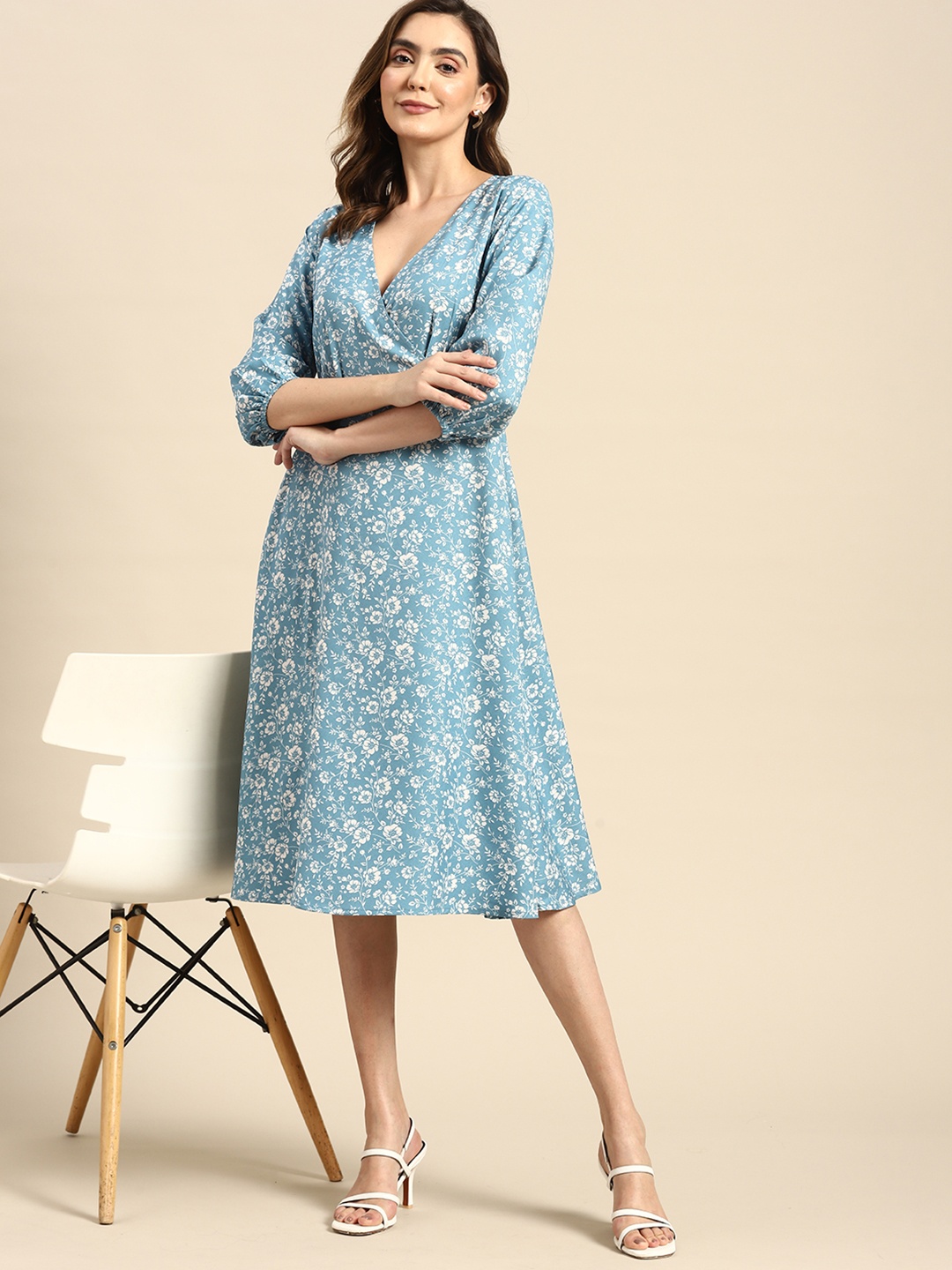 

all about you Floral Wrap Dress, Blue