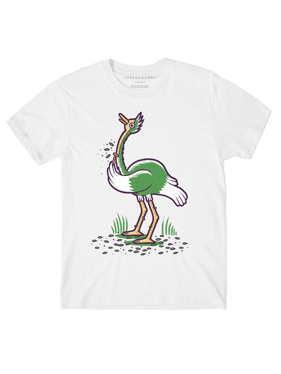 

THREADCURRY Boys White & Green Printed Cotton T-shirt
