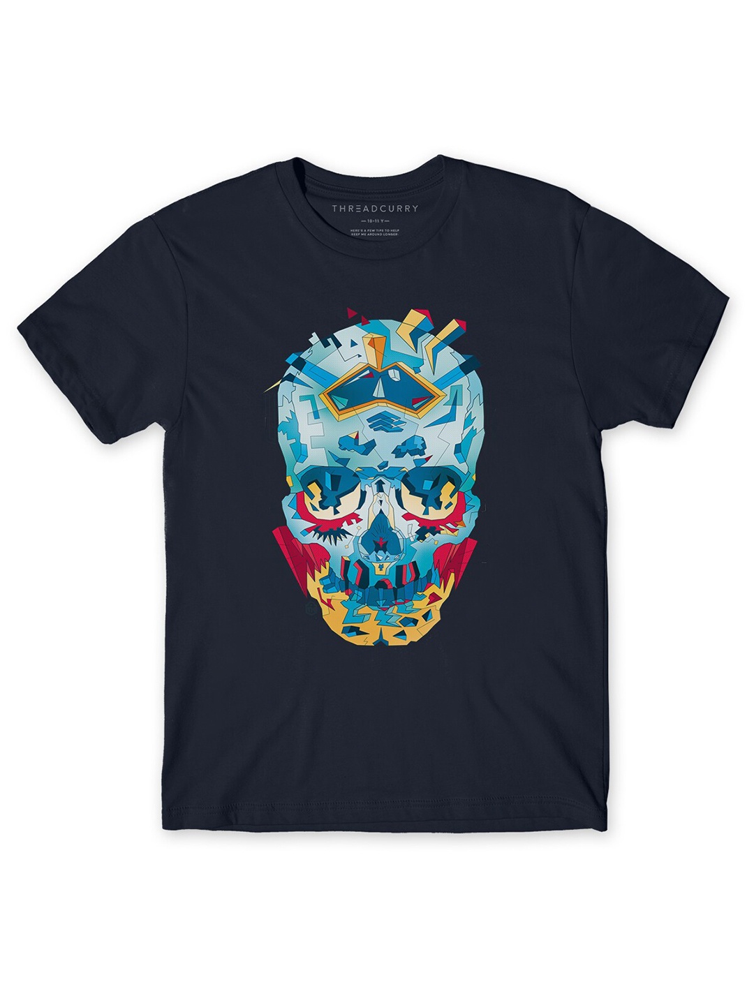 

THREADCURRY Boys Navy Blue Printed Cotton T-shirt