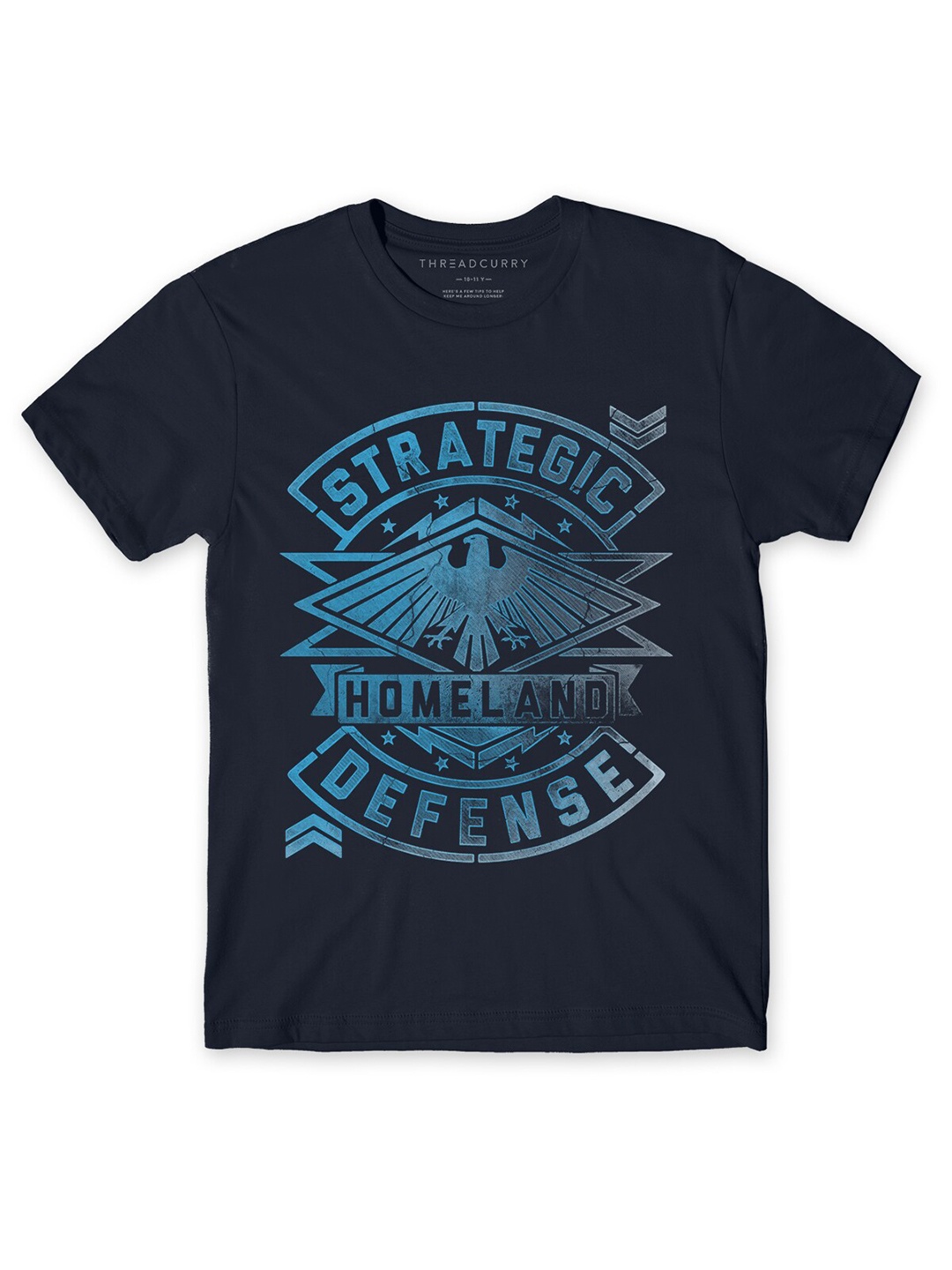 

THREADCURRY Boys Navy Blue Typography Printed Cotton T-shirt