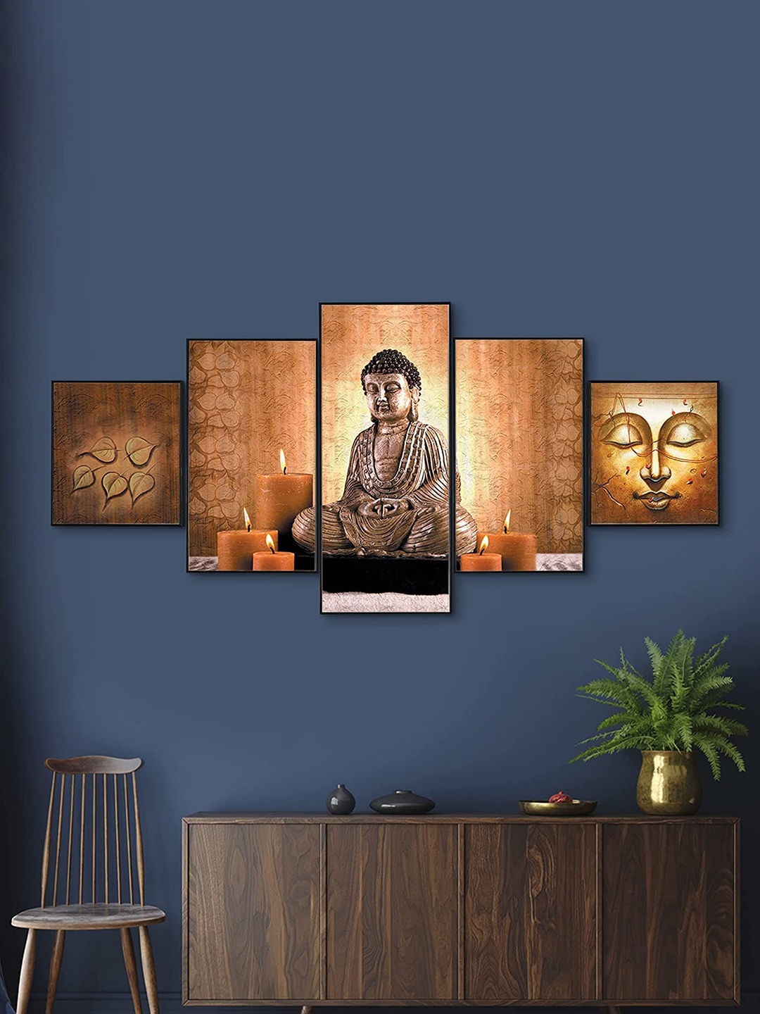 

Perpetual Set of 5 Printed Meditating Buddha Framed Wall Art, Multi