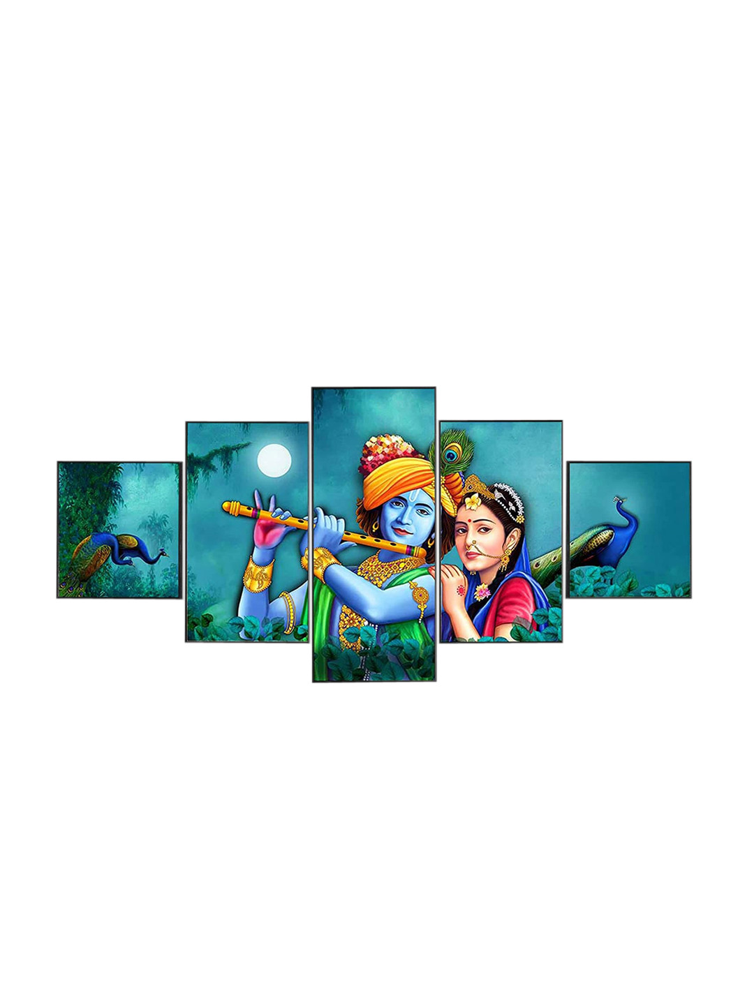 

Perpetual Set Of 5 Radha Krishna Wall Art, Blue
