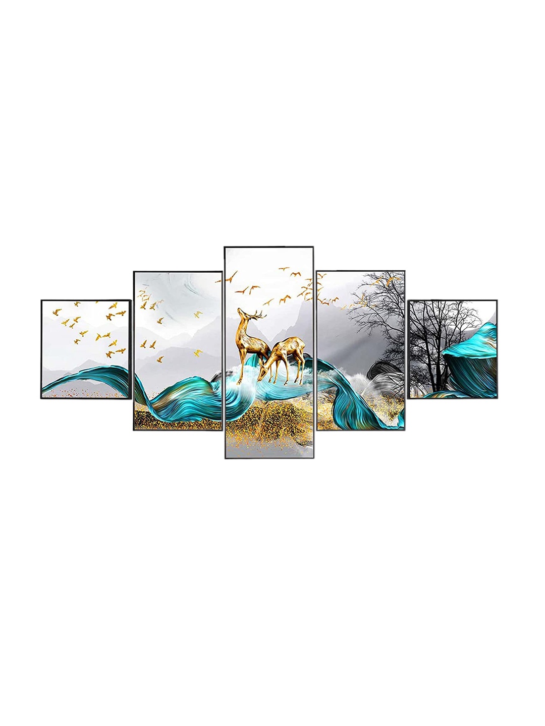 

Perpetual Set Of 5 Deer Paintings Wall Art, Multi