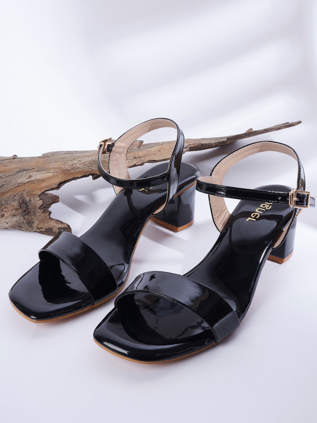 

Cogner Black Block Sandals with Buckles