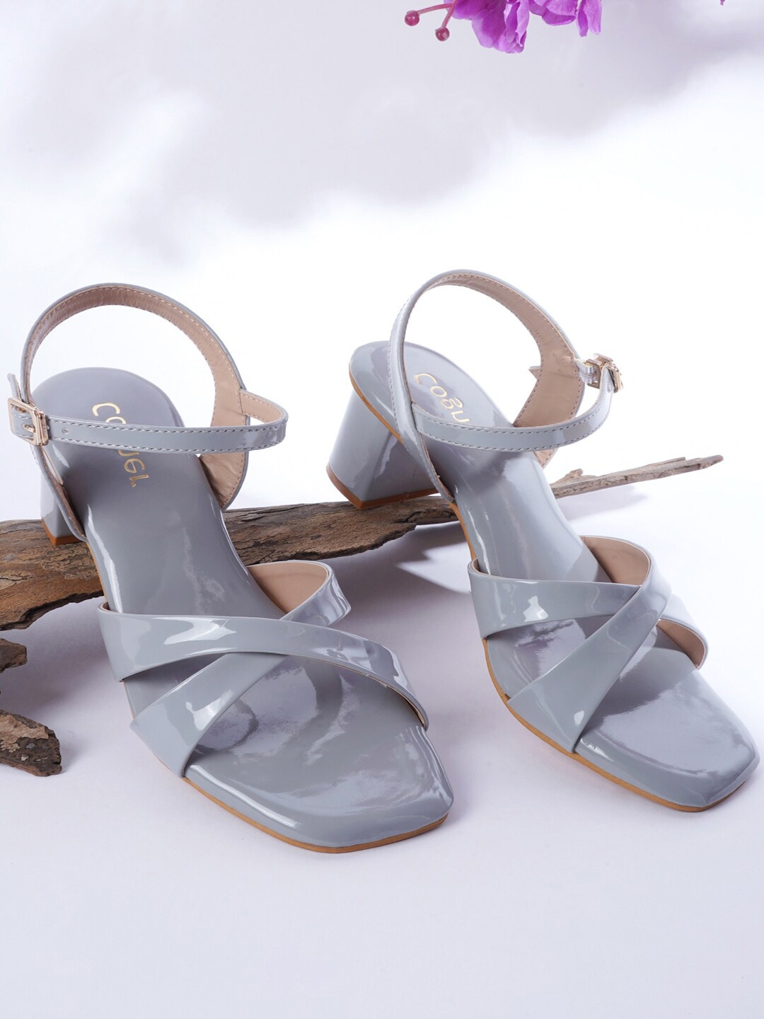 

Cogner Women Grey Colourblocked Block Pumps with Bows