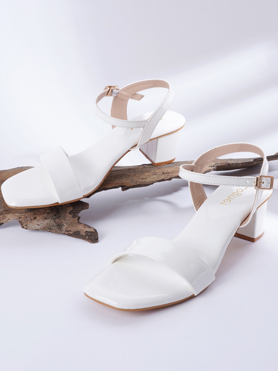 

Cogner White Printed Kitten Heels