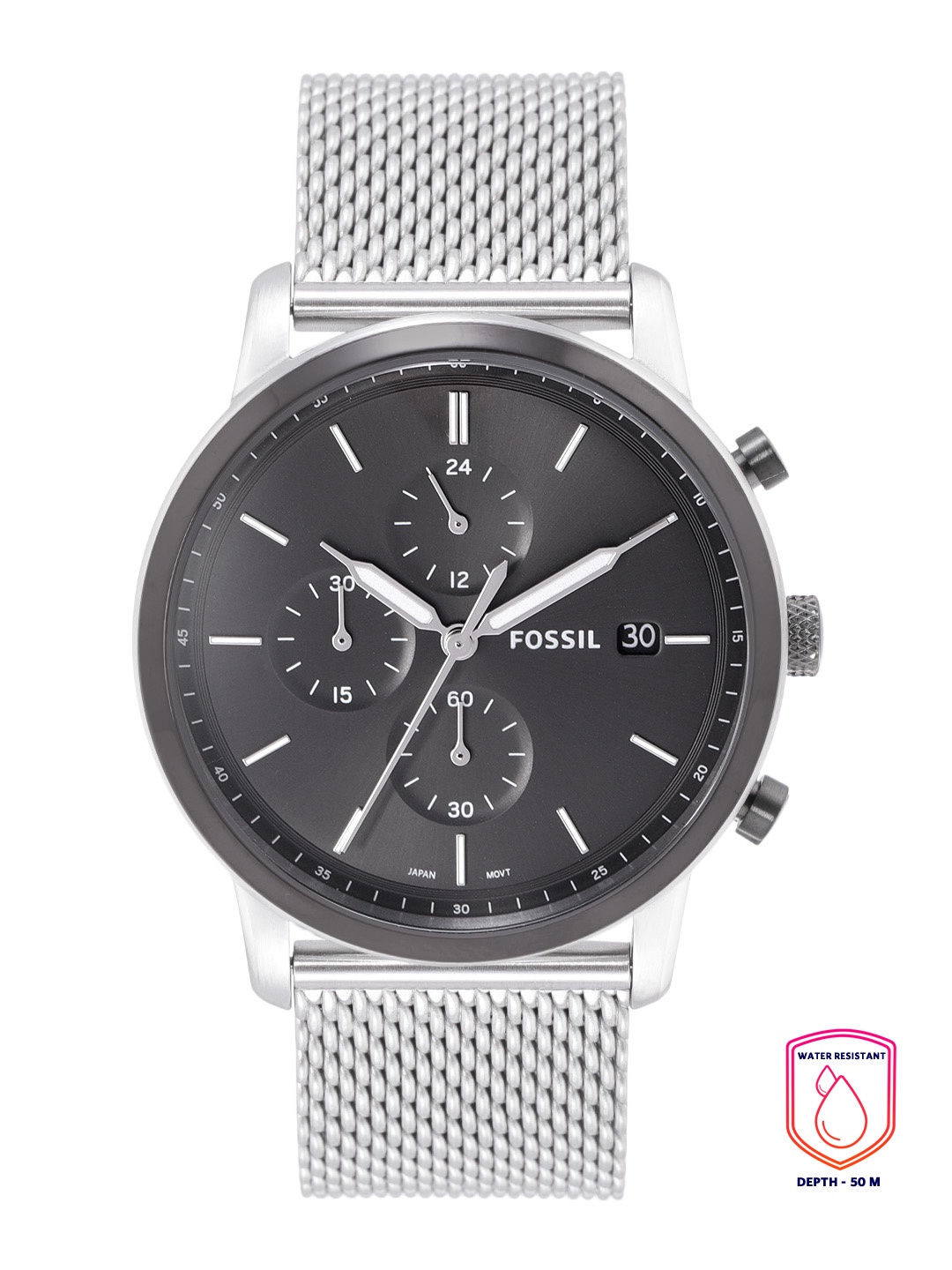 

Fossil Men Grey Dial & Silver Toned Straps Analogue Chronograph Watch FS5944