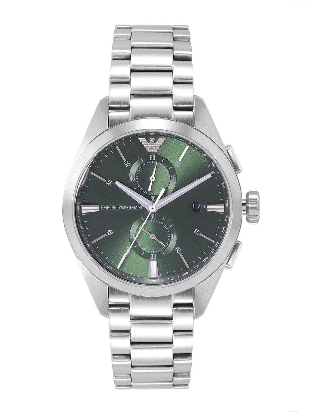 

Emporio Armani Men Green Dial & Silver Toned Analogue Chronograph Watch AR11480