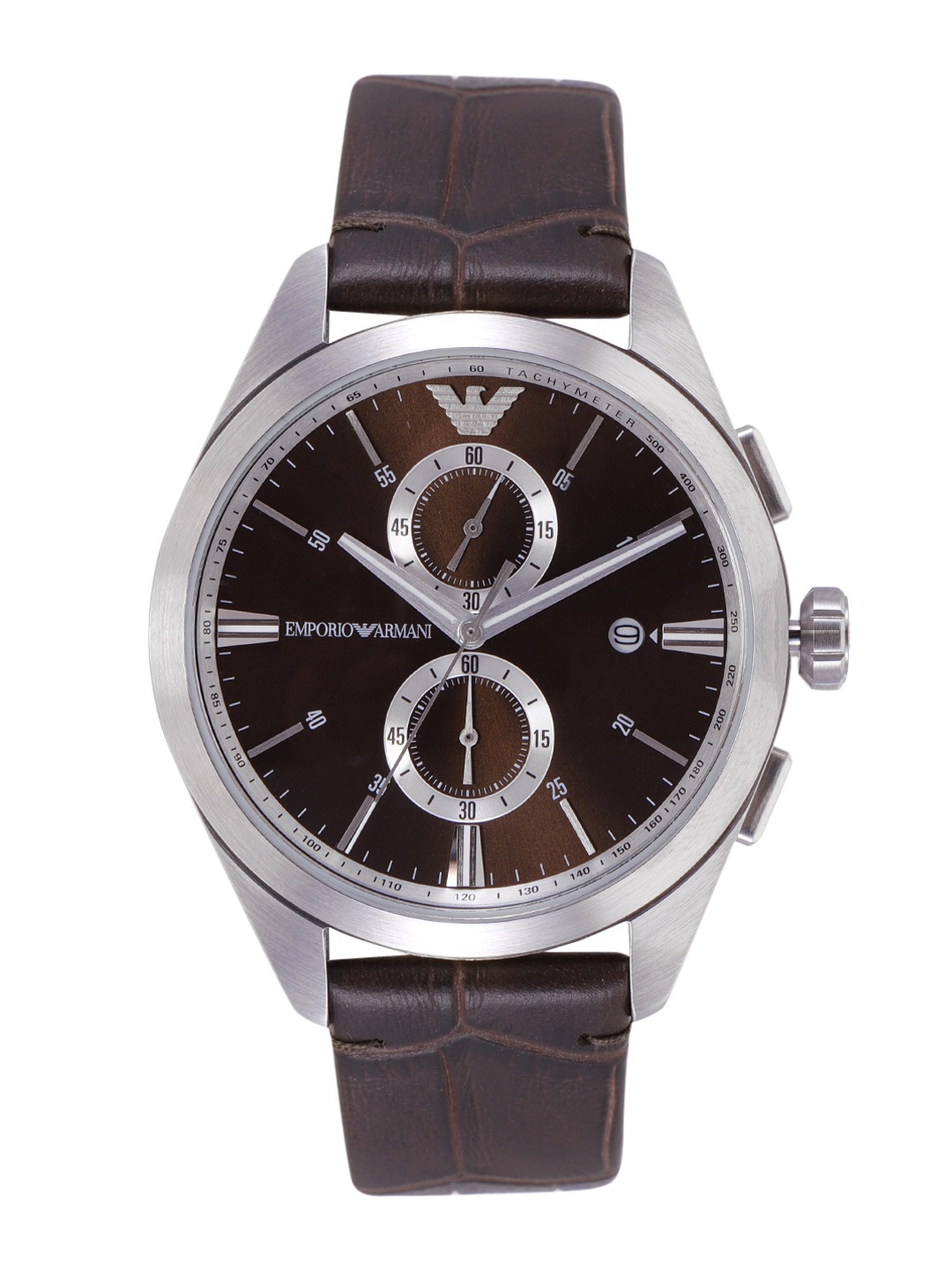 

Emporio Armani Men Brown Dial & Brown Leather Straps Analogue Chronograph Watch AR11482