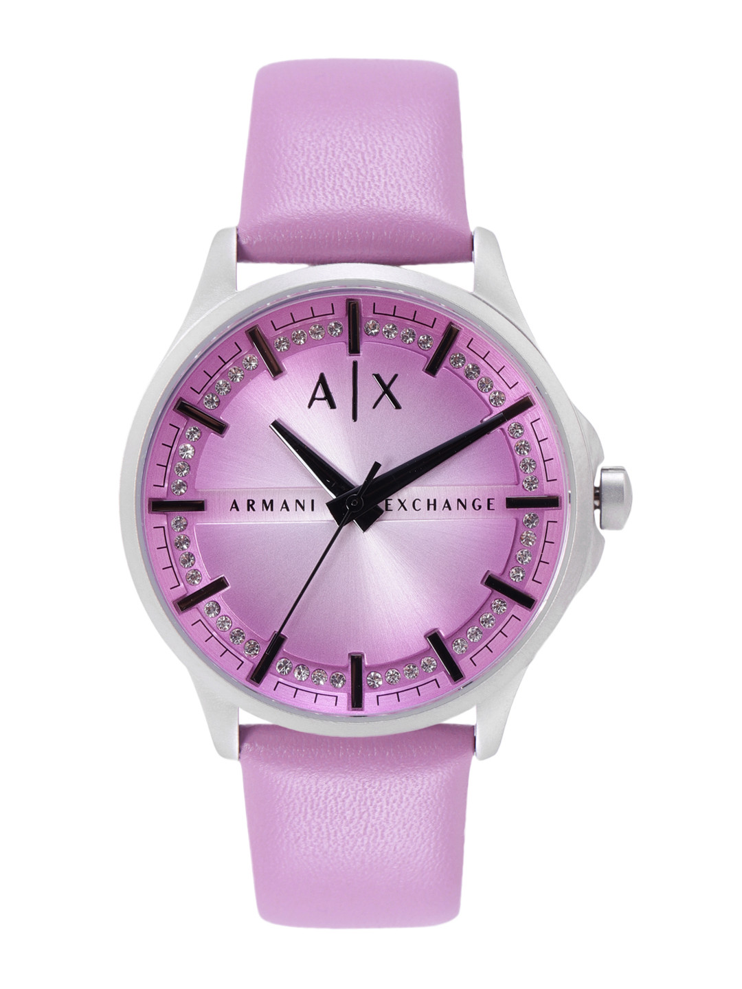 

Armani Exchange Women Pink Solid Dial & Pink Leather Straps Analogue Watch AX5269