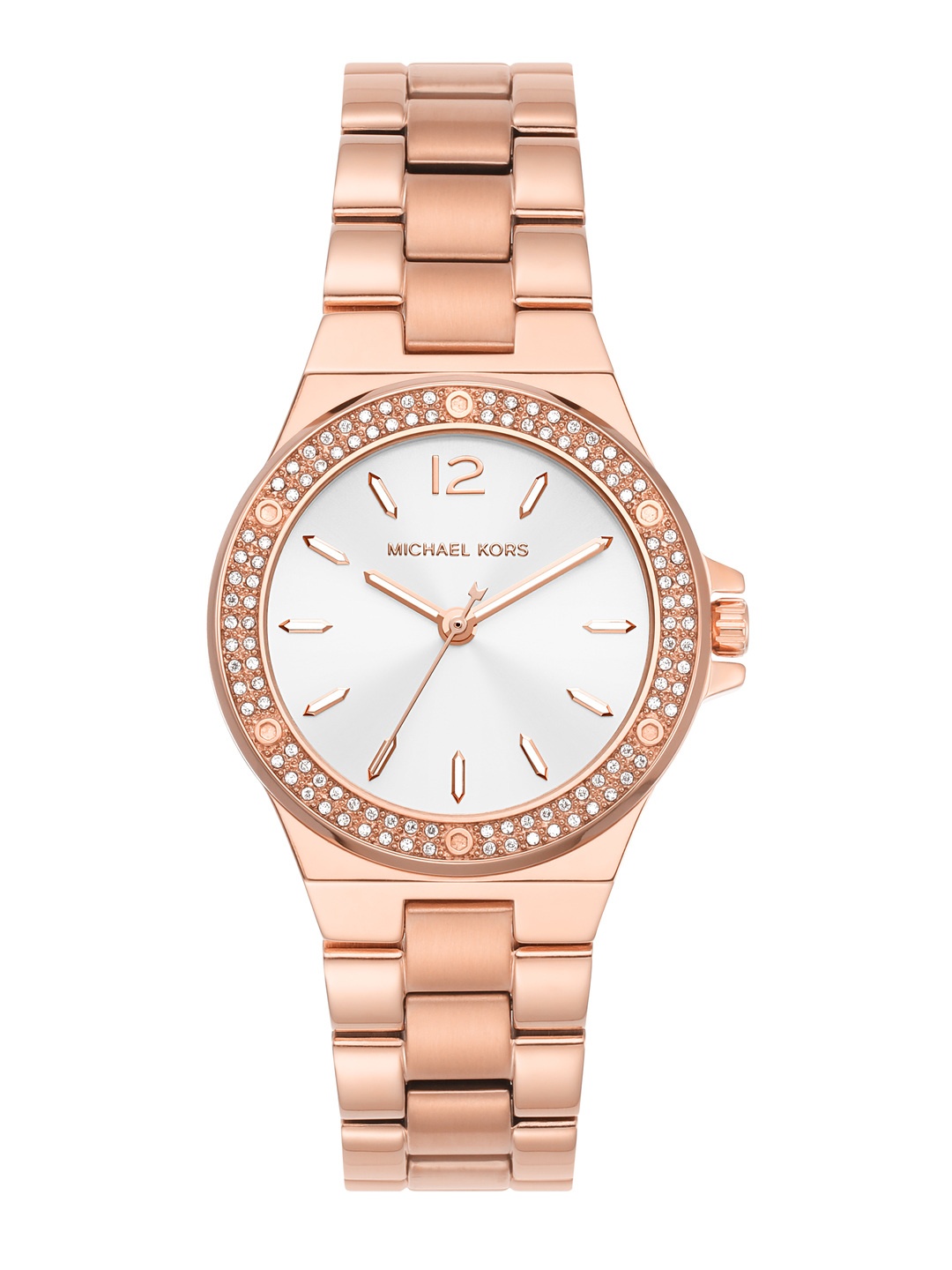 

Michael Kors Women White Dial & Rose Gold-Plated Bracelet Style Analogue Watch MK7279