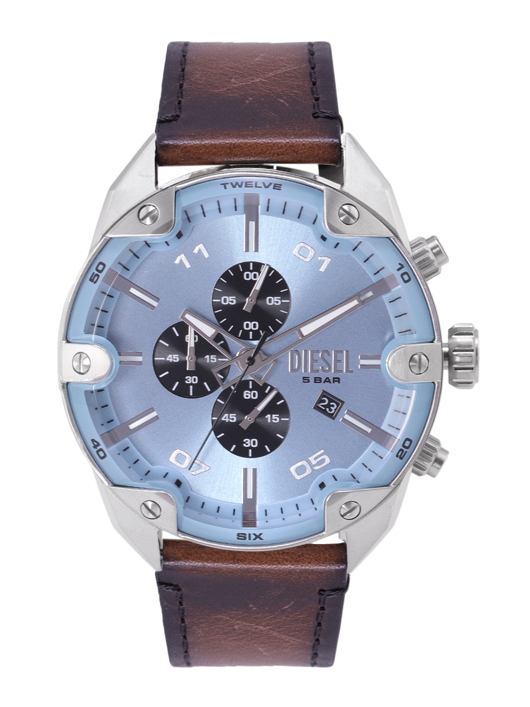 

DIESEL Men Blue Dial & Brown Leather Straps Analogue Chronograph Watch DZ4606