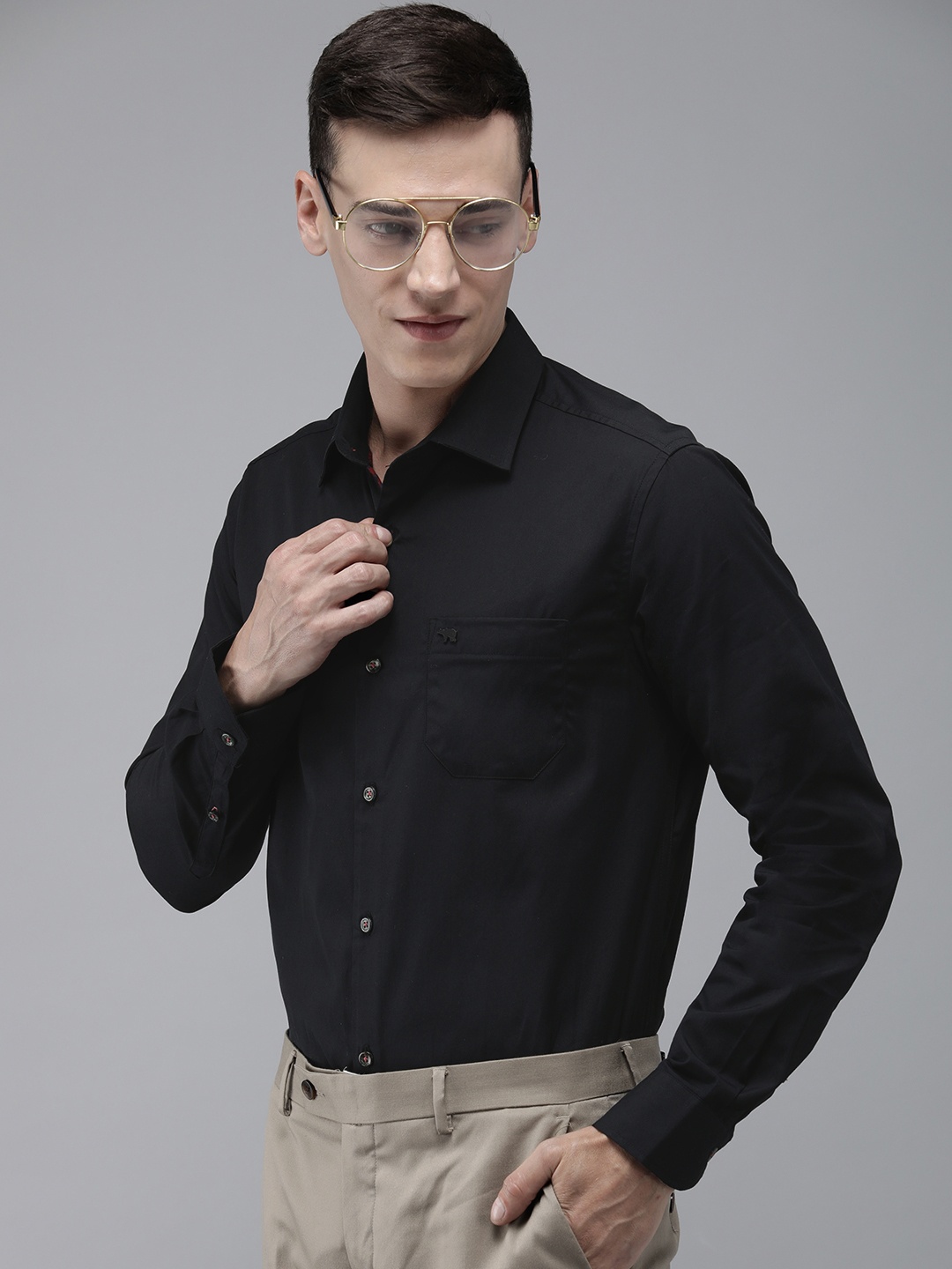 

THE BEAR HOUSE Men Black Slim Fit Formal Shirt