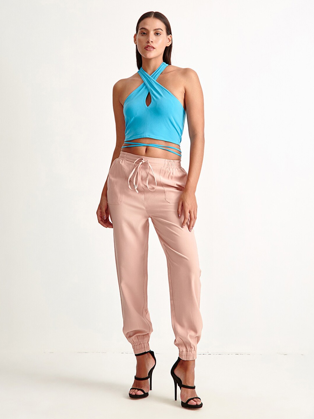 

COVER STORY Blue Halter Neck Crop Top