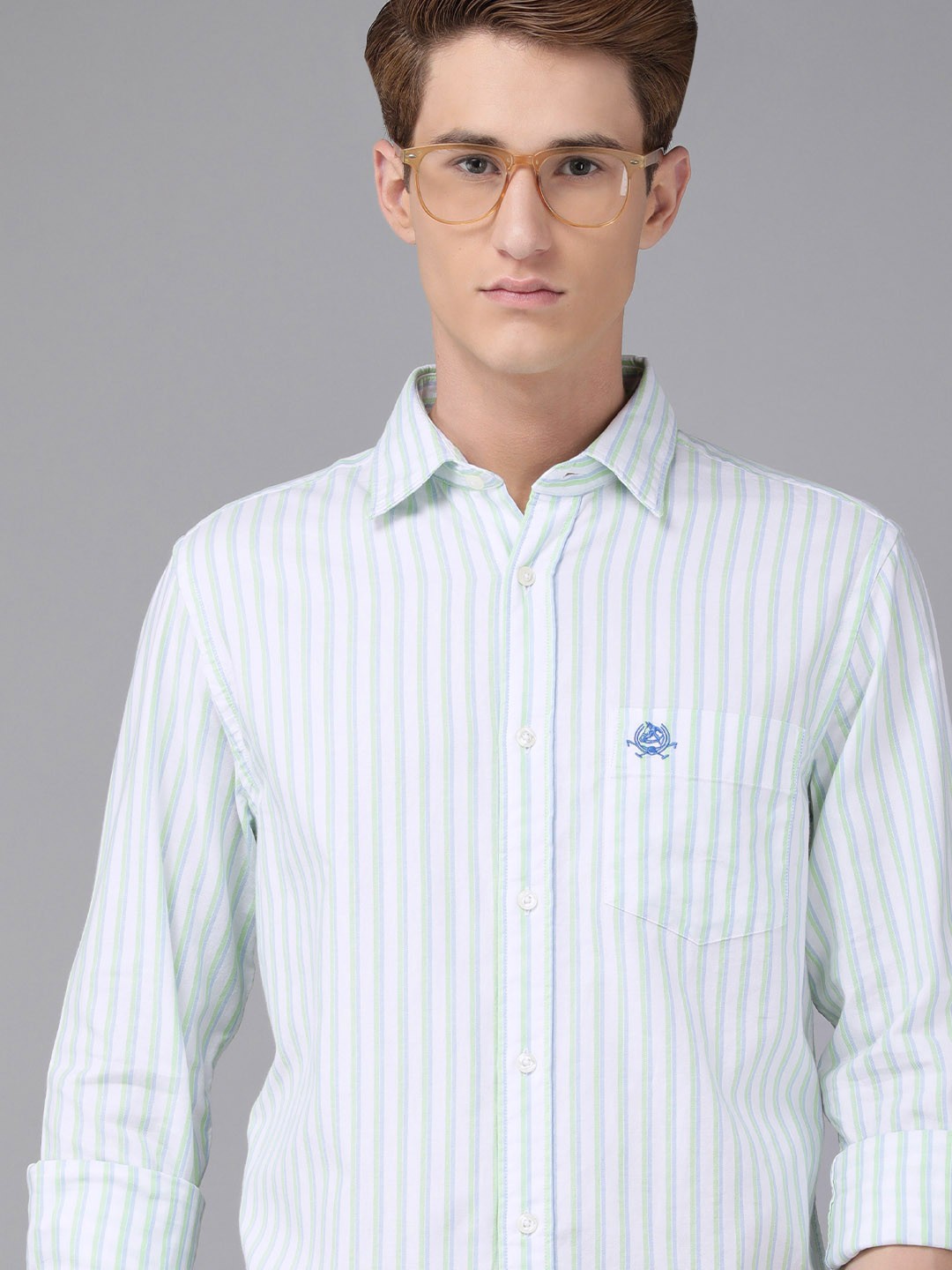 

U.S. Polo Assn. Men White Tailored Fit Multi Stripes Opaque Pure Cotton Casual Shirt